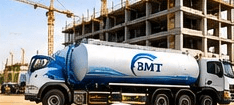 Water tanker at a construction site